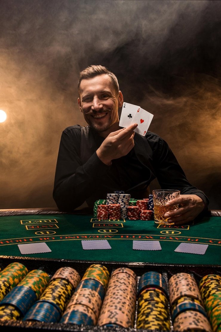 Dealer dealer baccarat profesional membagikan kartu di studio langsung